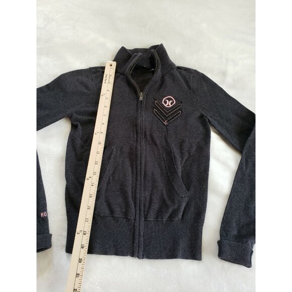 Hurley VTG Jacket Women Size XS Dark Gray Long Sleeve Mock Neck Logo Full Zip - Picture 9 of 11